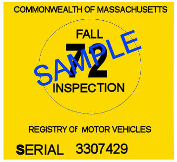 Modal Additional Images for 1972 Massachusetts FALL INSPECTION Sticker